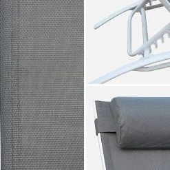 Set van 2 aluminium en textileen ligbedden