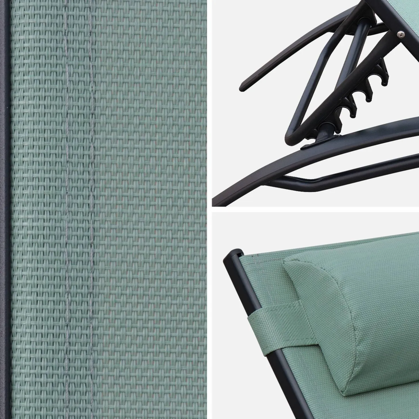Set van 2 aluminium en textileen ligbedden