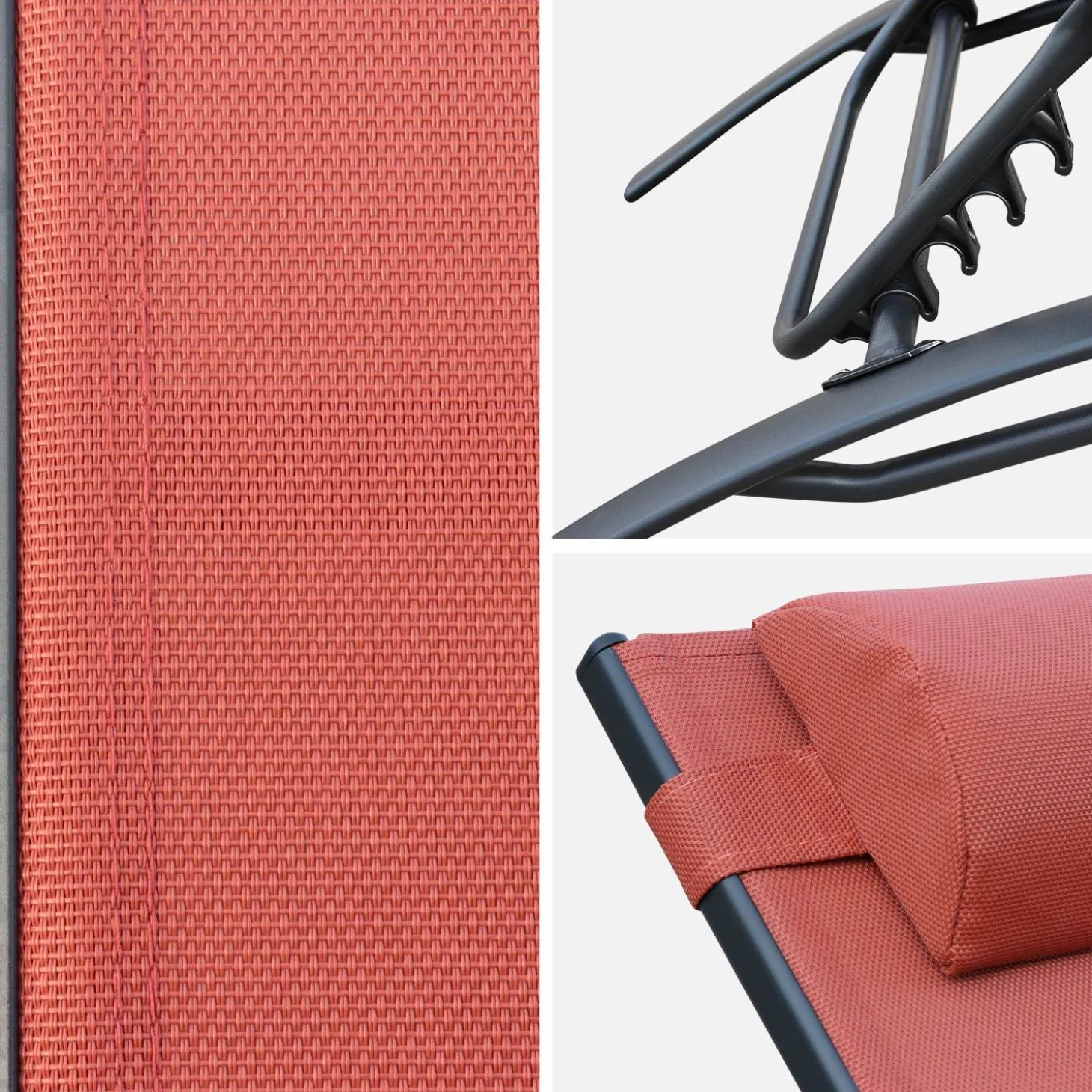 Set van 2 aluminium en textileen ligbedden