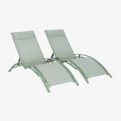 Set van 2 aluminium en textileen ligbedden
