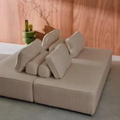Set van 2 fauteuils met elk 2 zitplaatsen voor modulaire bank bouclé