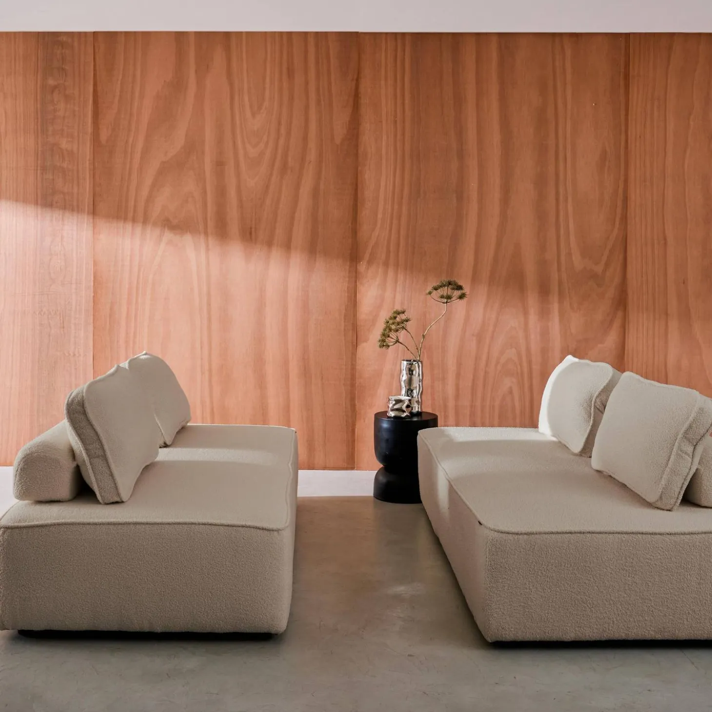 Set van 2 fauteuils met elk 2 zitplaatsen voor modulaire bank bouclé