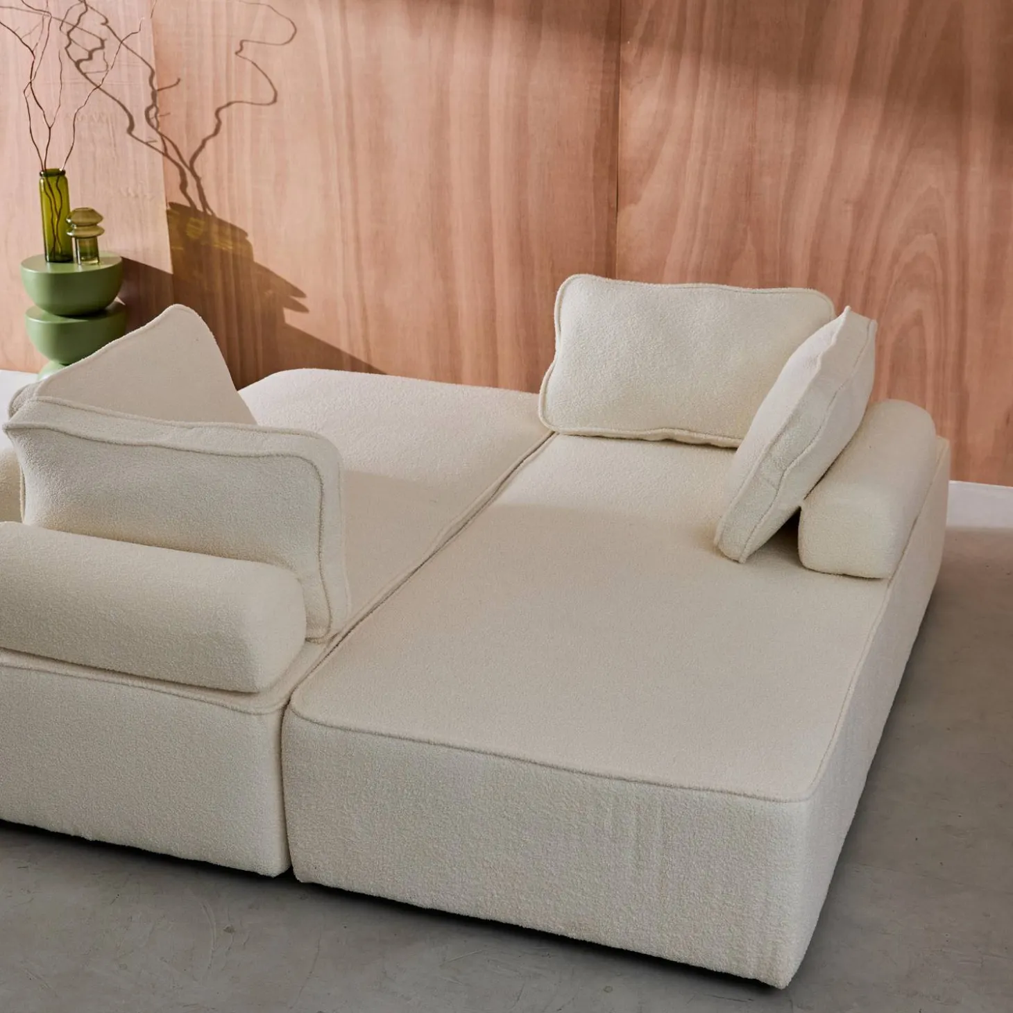 Set van 2 fauteuils met elk 2 zitplaatsen voor modulaire bank bouclé