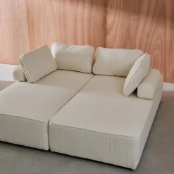 Set van 2 fauteuils met elk 2 zitplaatsen voor modulaire bank bouclé