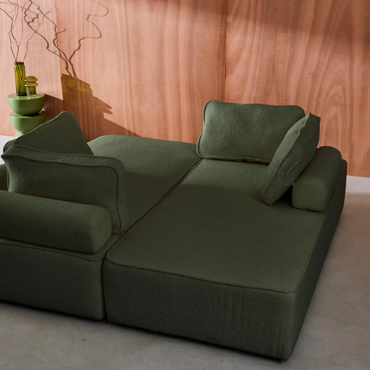 Set van 2 fauteuils met elk 2 zitplaatsen voor modulaire bank bouclé