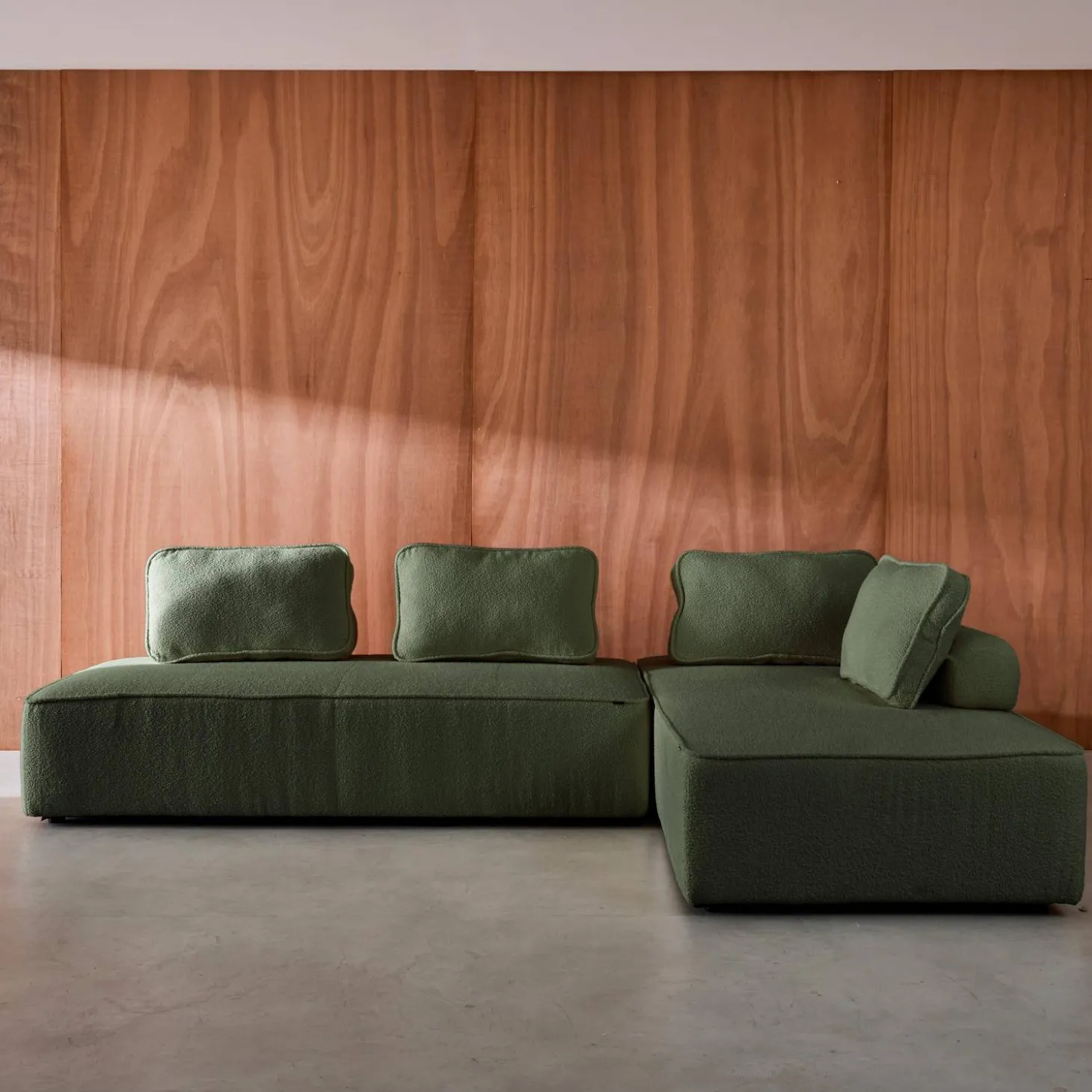 Set van 2 fauteuils met elk 2 zitplaatsen voor modulaire bank bouclé