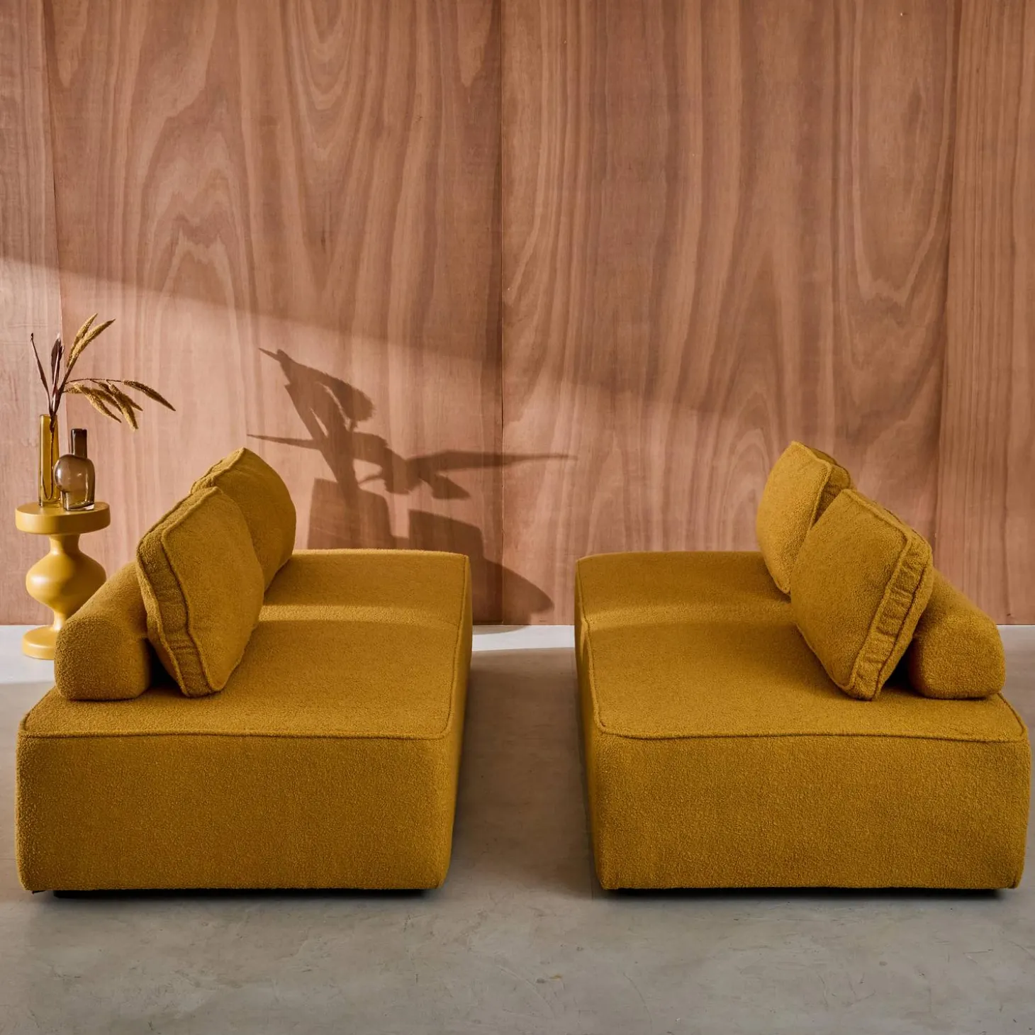 Set van 2 fauteuils met elk 2 zitplaatsen voor modulaire bank bouclé