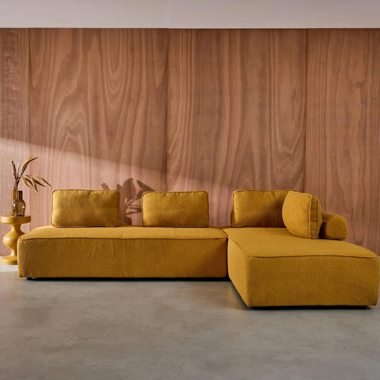 Set van 2 fauteuils met elk 2 zitplaatsen voor modulaire bank bouclé