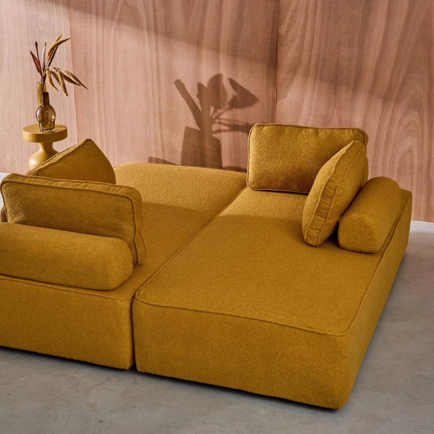 Set van 2 fauteuils met elk 2 zitplaatsen voor modulaire bank bouclé