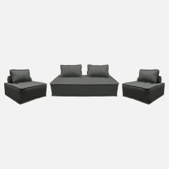 Set van 2 fauteuils met 2-zitsbank in stof, met kussen