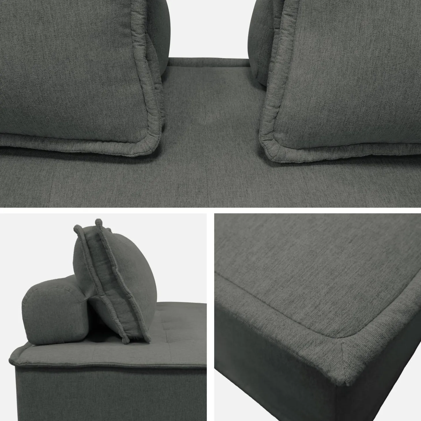 Set van 2 fauteuils met 2-zitsbank in stof, met kussen