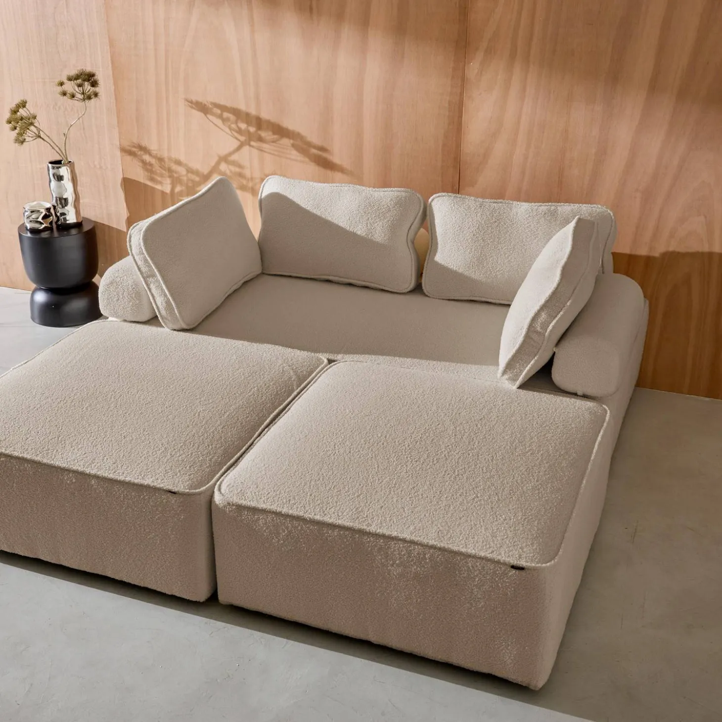 Set van fauteuils voor modulaire bank 4 zitplaatsen bouclé