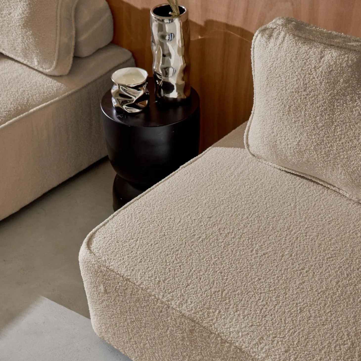 Set van fauteuils voor modulaire bank 4 zitplaatsen bouclé