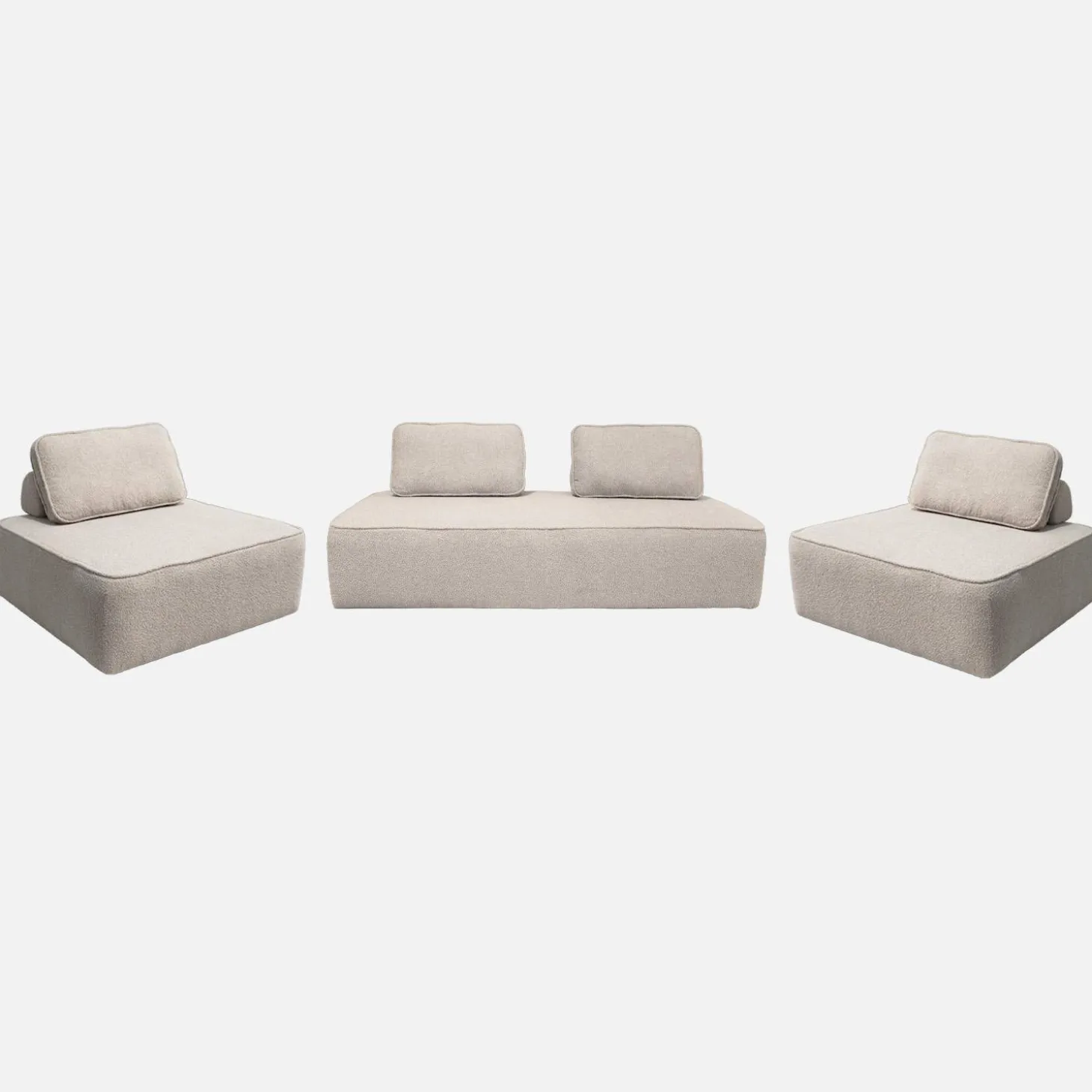 Set van fauteuils voor modulaire bank 4 zitplaatsen bouclé