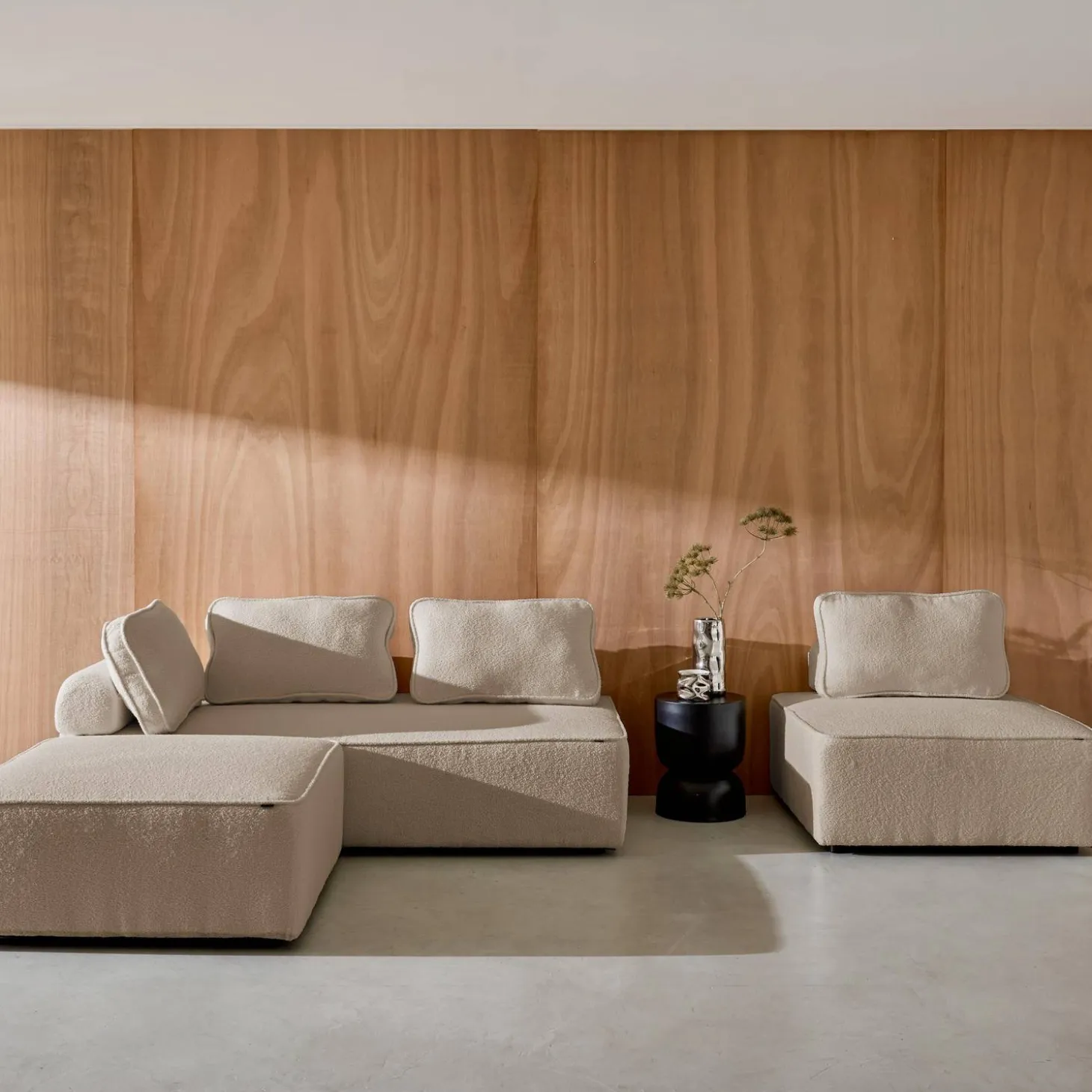 Set van fauteuils voor modulaire bank 4 zitplaatsen bouclé