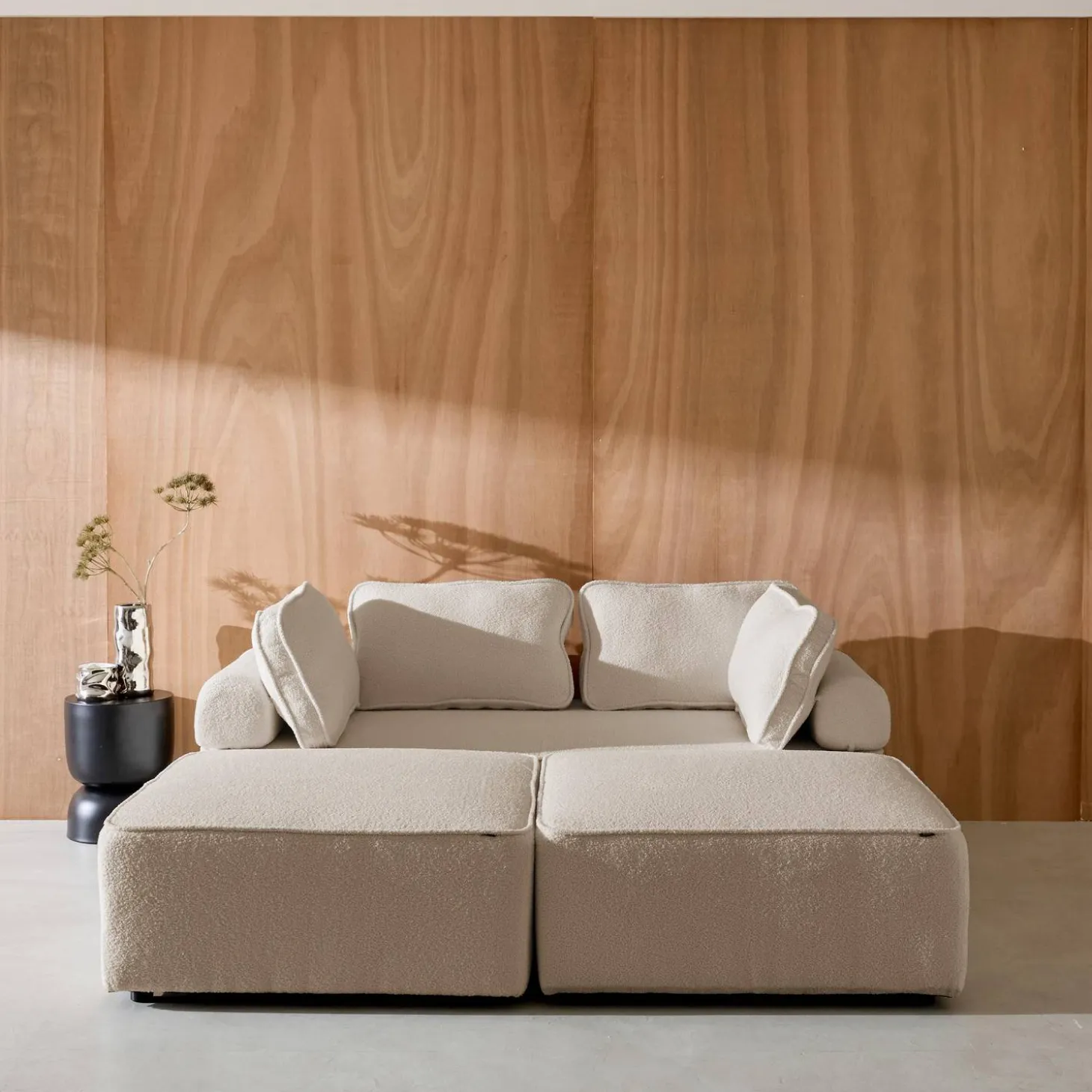 Set van fauteuils voor modulaire bank 4 zitplaatsen bouclé