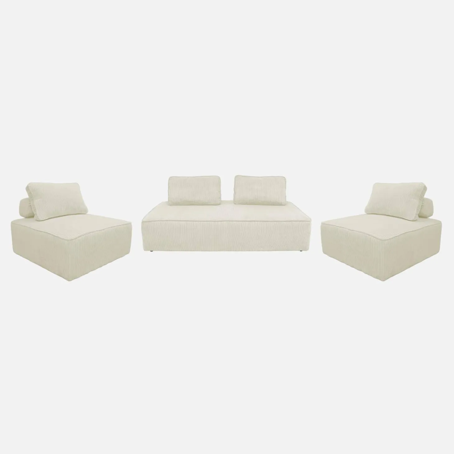 Set van fauteuils voor modulaire bank 4 zitplaatsen corduroy