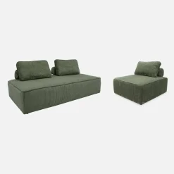 Set van fauteuils voor modulaire bank 3 zitplaatsen corduroy