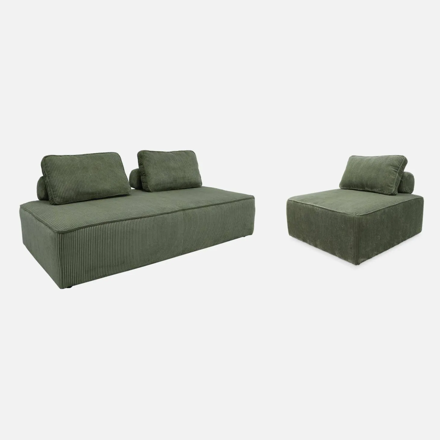 Set van fauteuils voor modulaire bank 3 zitplaatsen corduroy