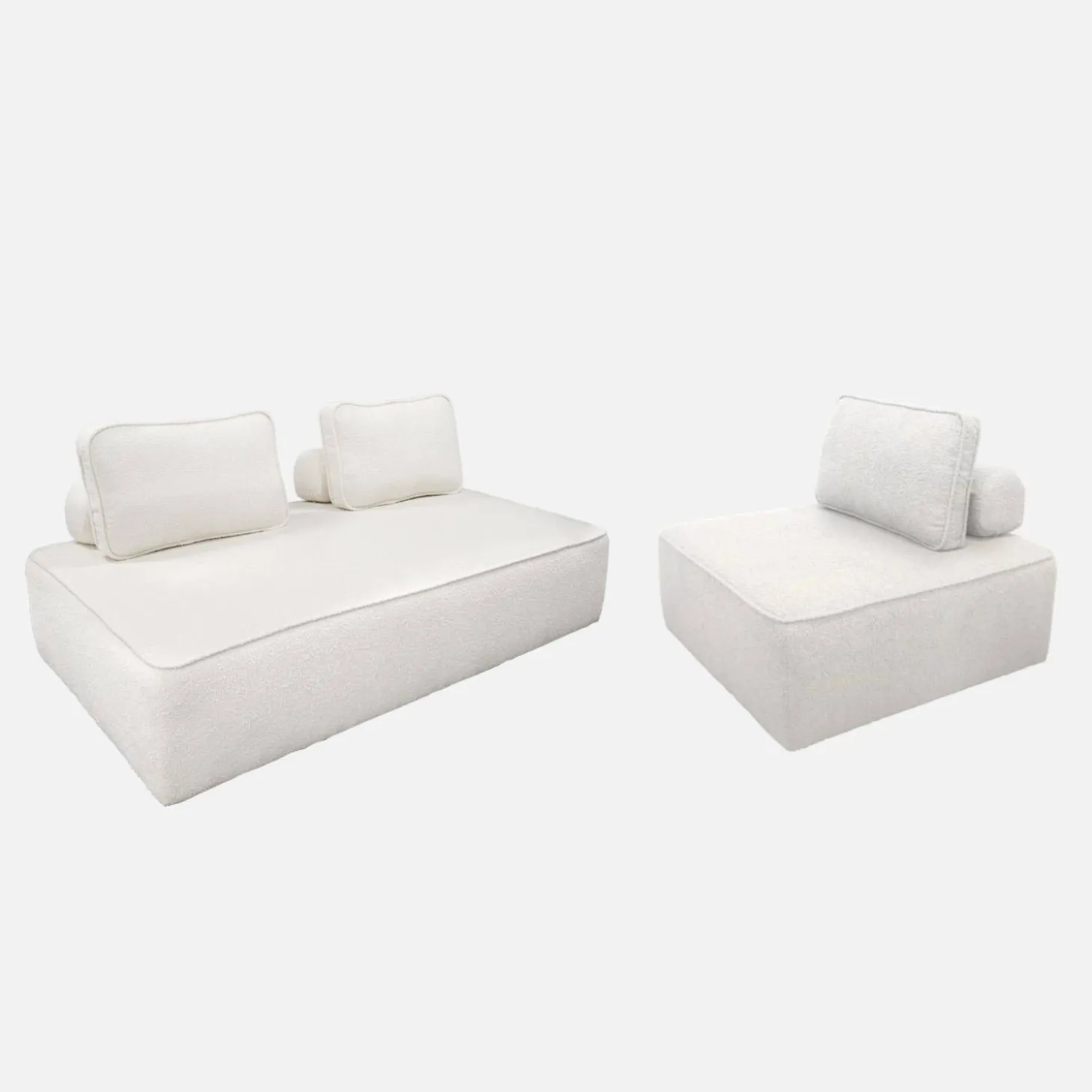 Set van fauteuils voor modulaire bank 3 zitplaatsen bouclé