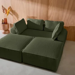Set van fauteuils voor modulaire bank 4 zitplaatsen bouclé
