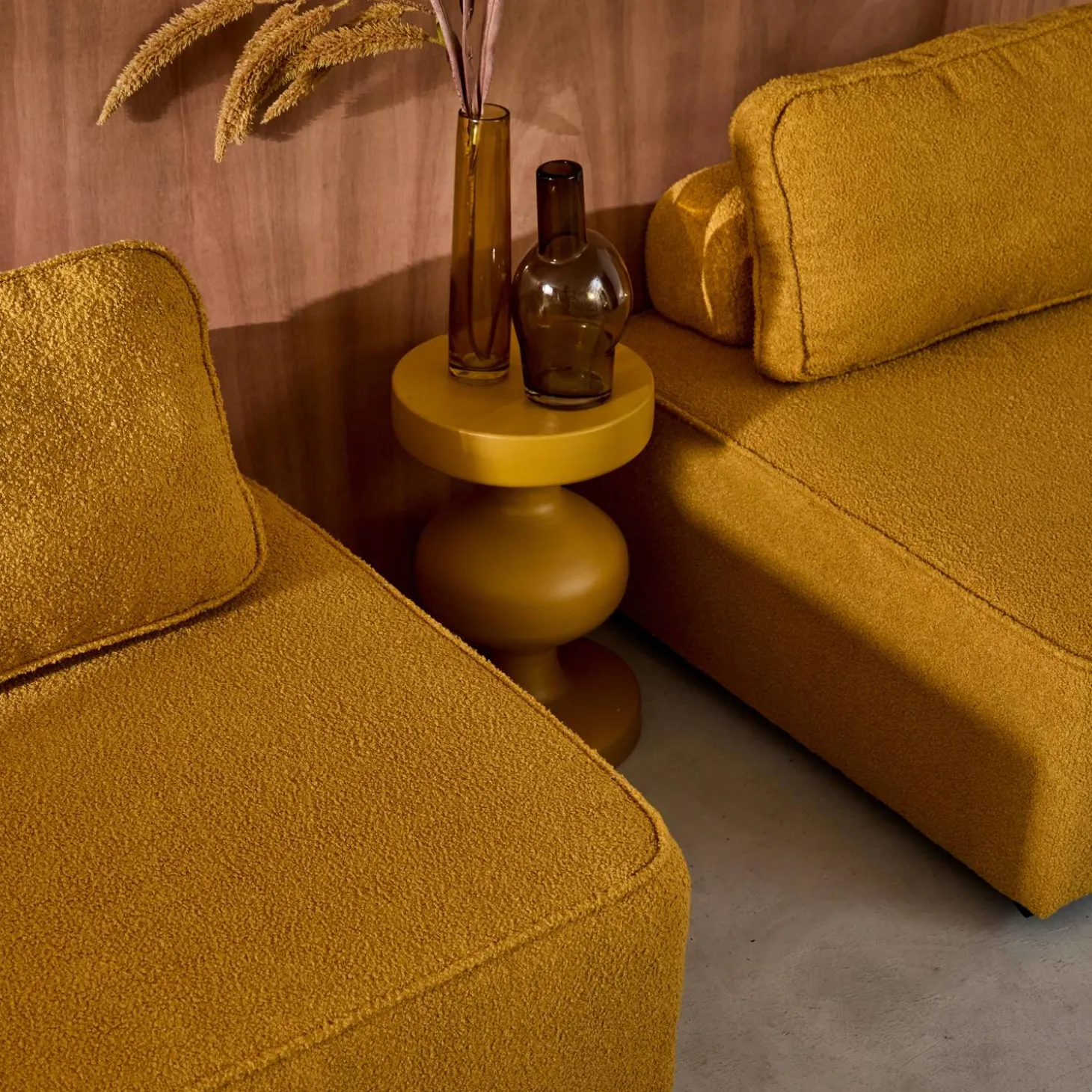 Set van fauteuils voor modulaire bank 4 zitplaatsen bouclé