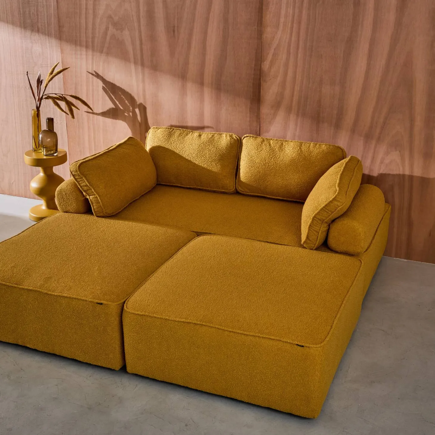 Set van fauteuils voor modulaire bank 4 zitplaatsen bouclé