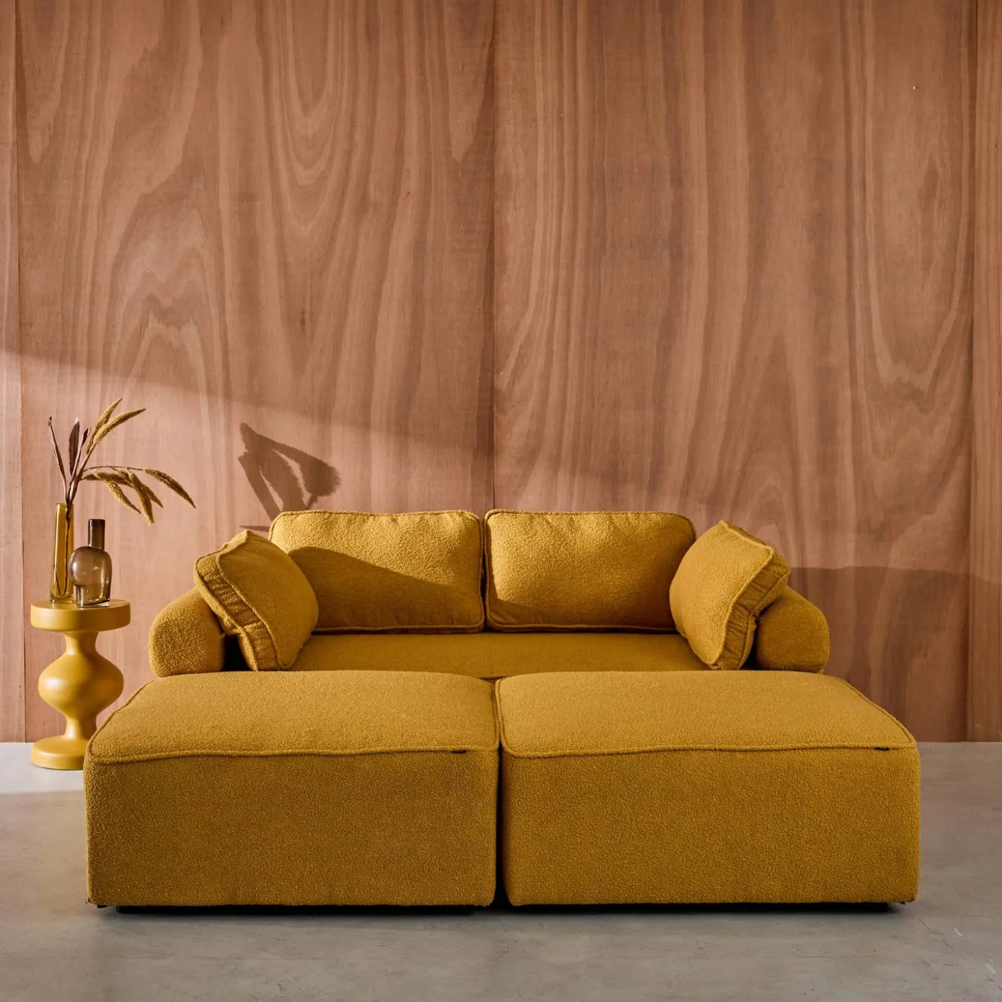 Set van fauteuils voor modulaire bank 4 zitplaatsen bouclé