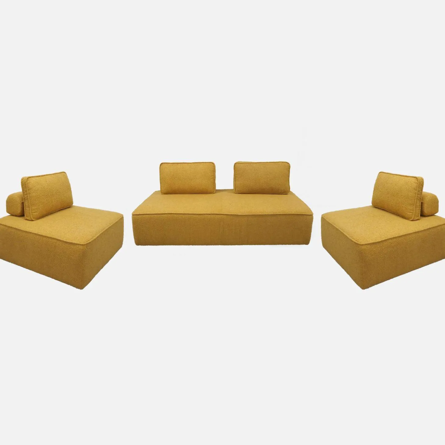 Set van fauteuils voor modulaire bank 4 zitplaatsen bouclé