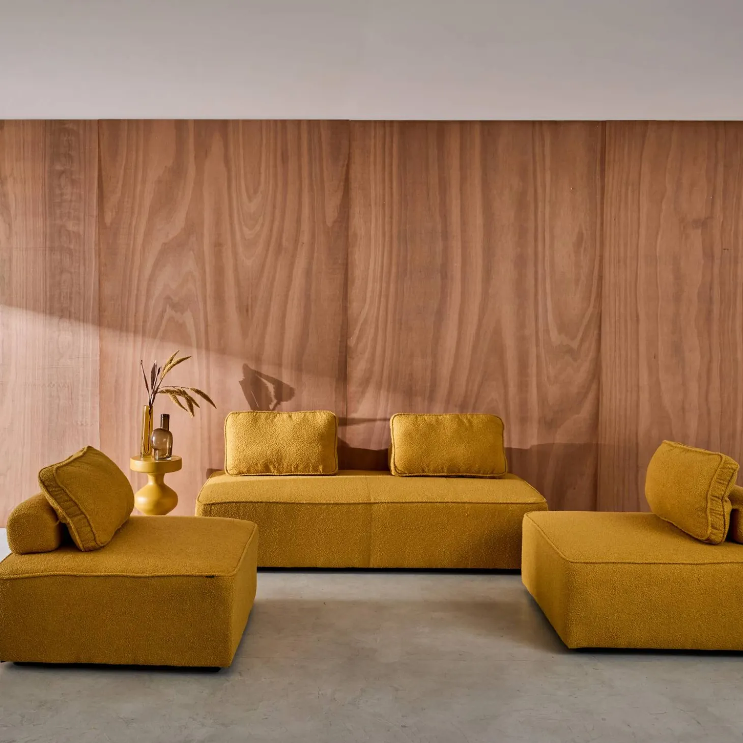 Set van fauteuils voor modulaire bank 4 zitplaatsen bouclé