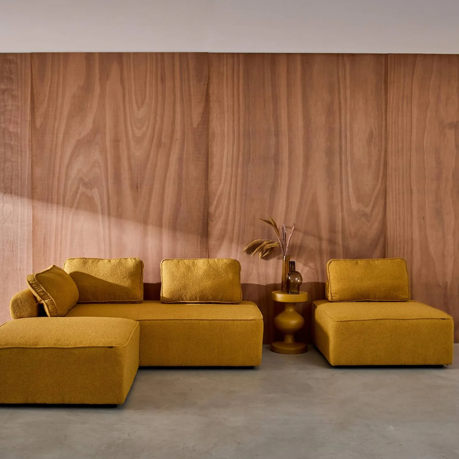 Set van fauteuils voor modulaire bank 4 zitplaatsen bouclé