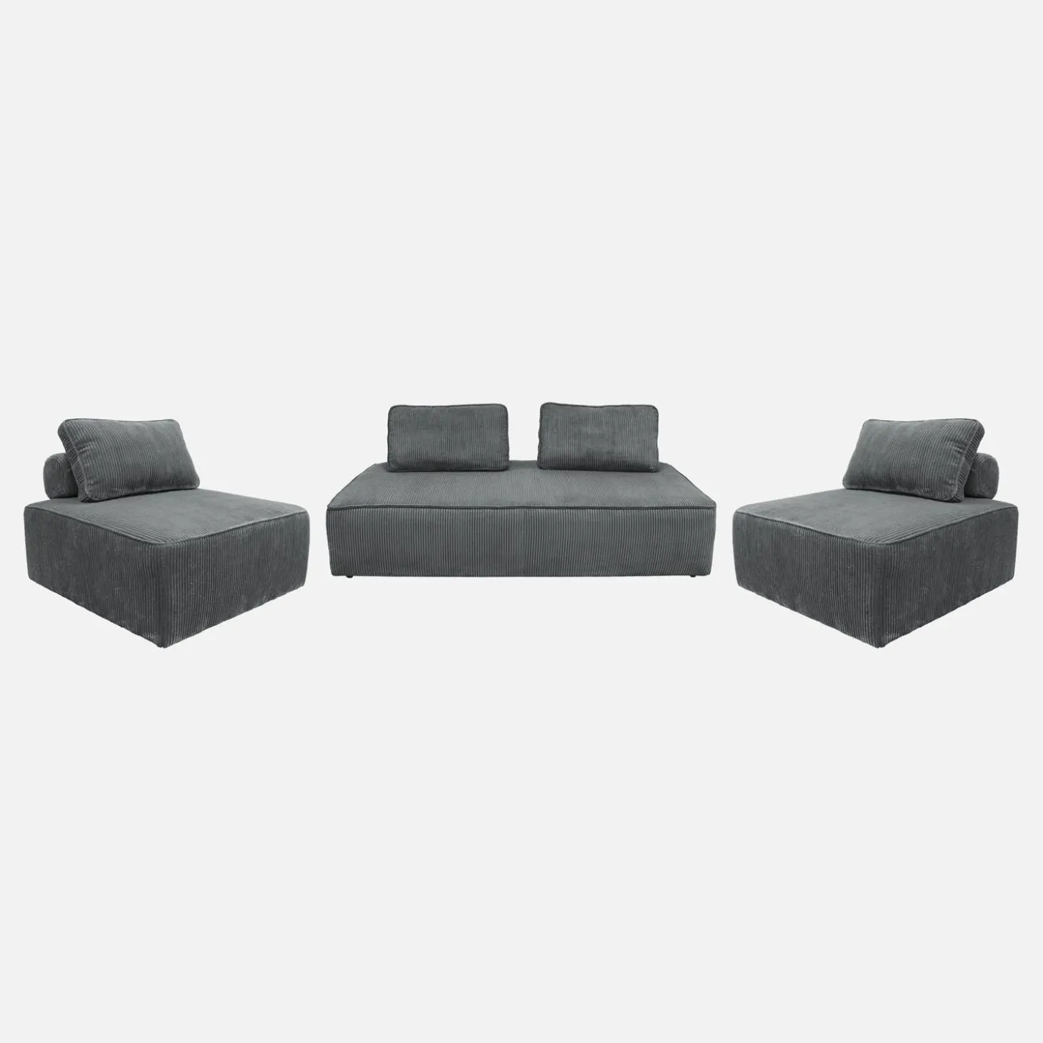 Set van fauteuils voor modulaire bank 4 zitplaatsen corduroy