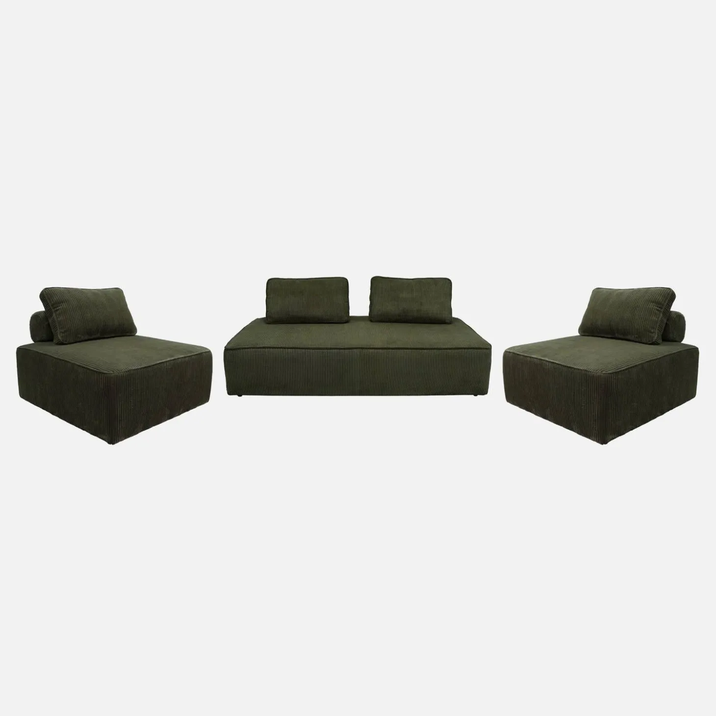 Set van fauteuils voor modulaire bank 4 zitplaatsen corduroy