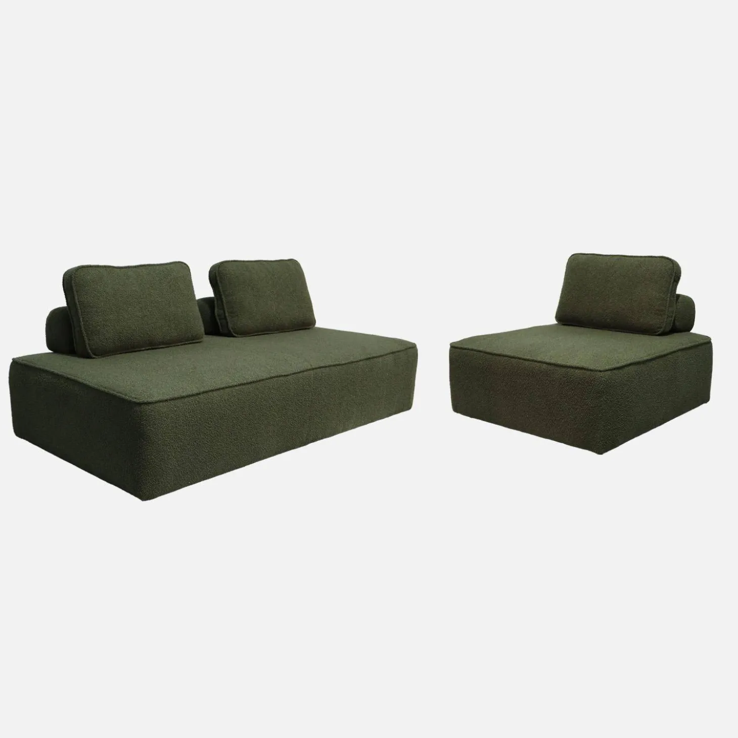 Set van fauteuils voor modulaire bank 3 zitplaatsen bouclé