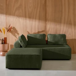 Set van fauteuils voor modulaire bank 3 zitplaatsen bouclé