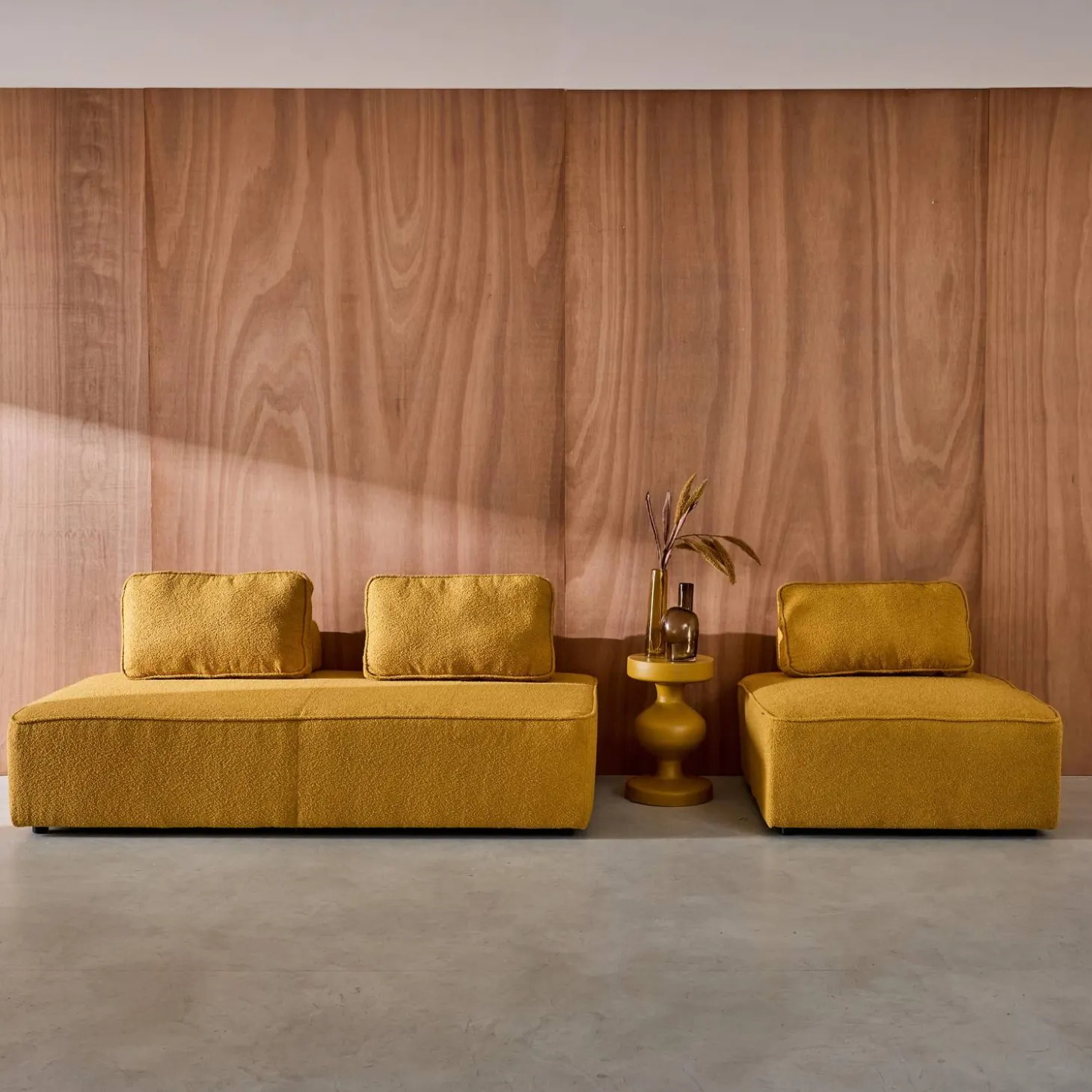 Set van fauteuils voor modulaire bank 3 zitplaatsen bouclé