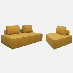 Set van fauteuils voor modulaire bank 3 zitplaatsen bouclé