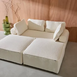 Set van fauteuils voor modulaire bank 4 zitplaatsen bouclé