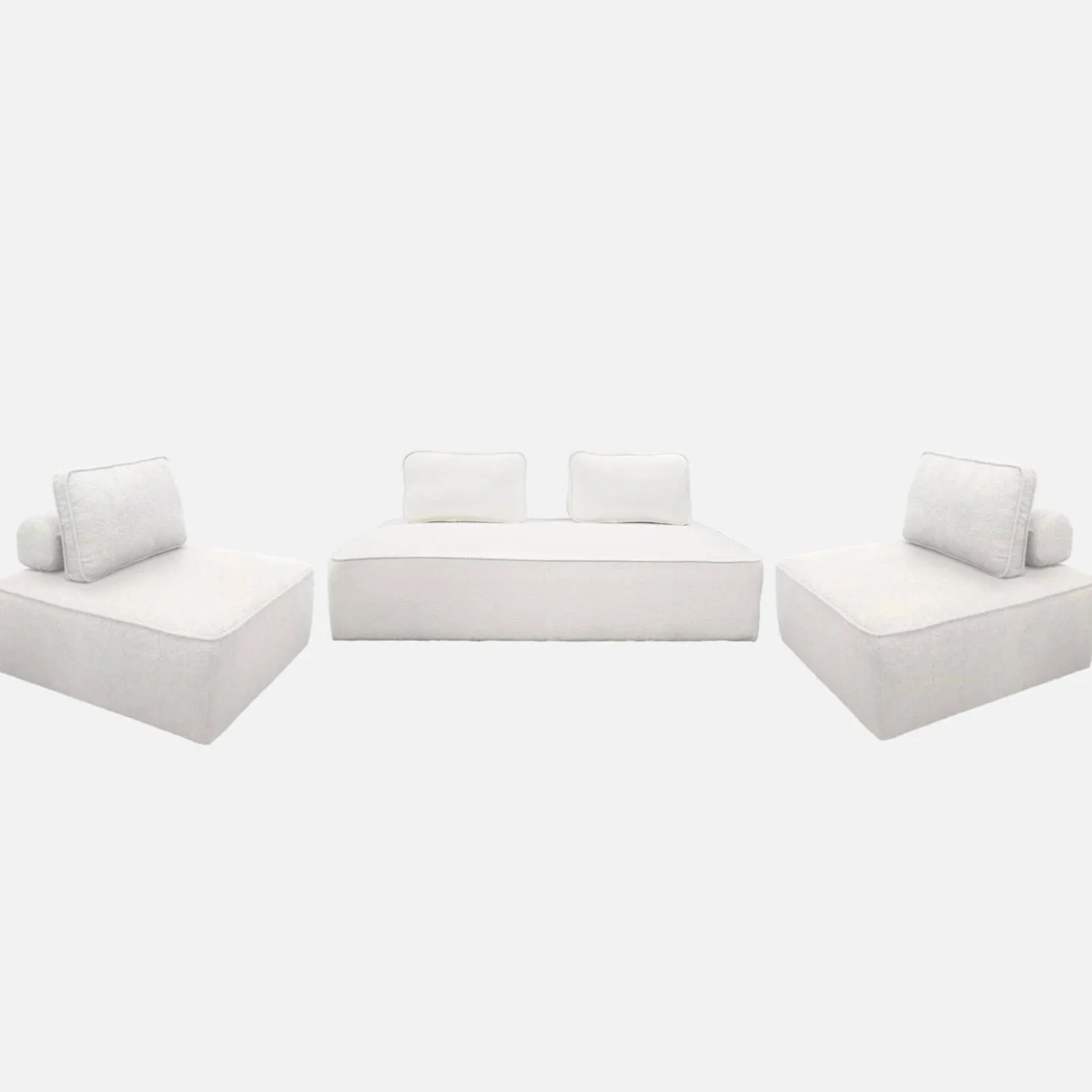 Set van fauteuils voor modulaire bank 4 zitplaatsen bouclé