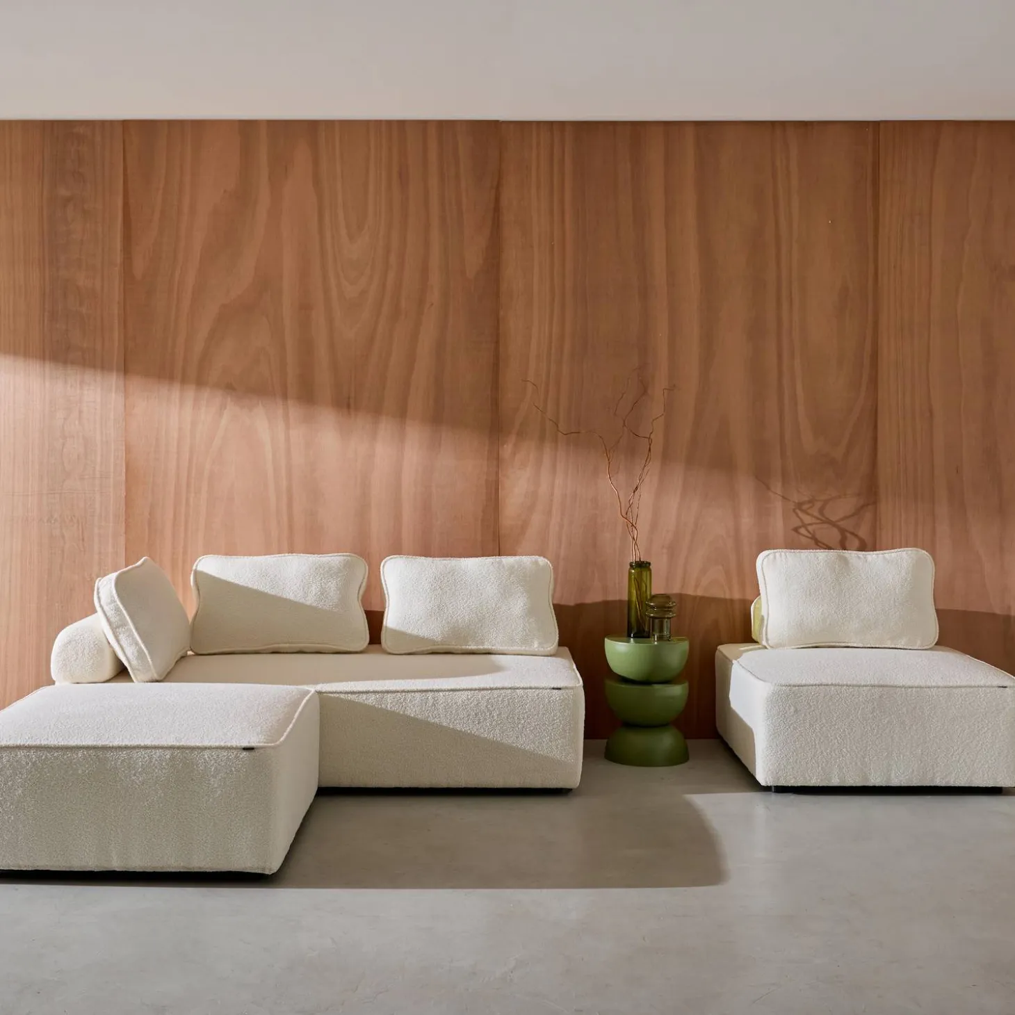 Set van fauteuils voor modulaire bank 4 zitplaatsen bouclé
