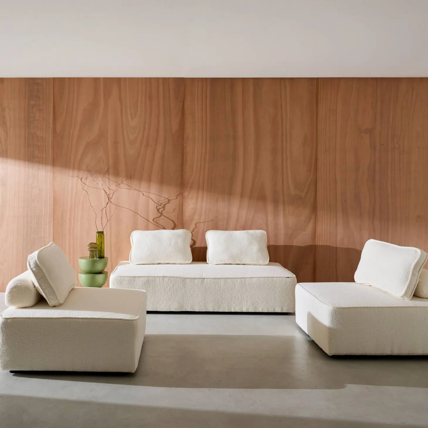 Set van fauteuils voor modulaire bank 4 zitplaatsen bouclé