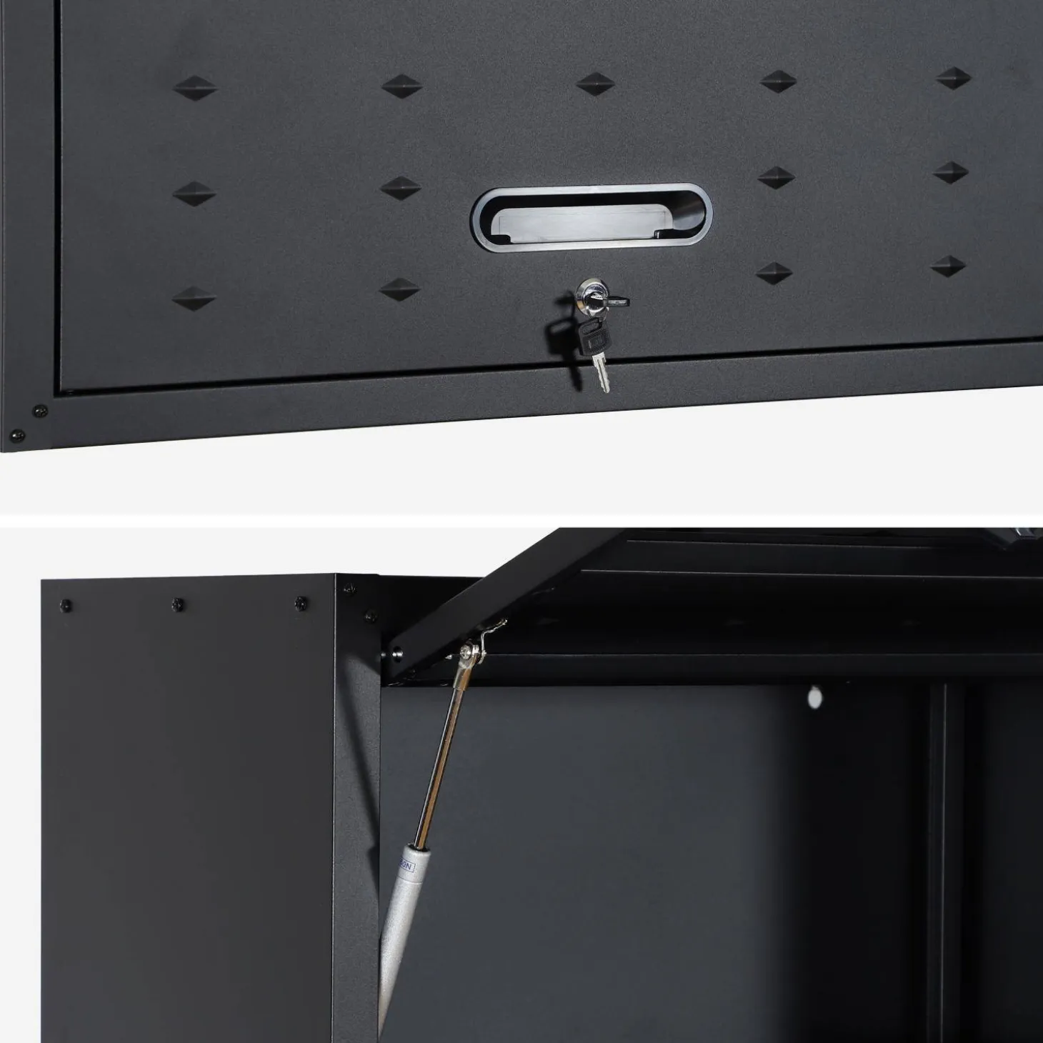 Set van 2 hoge opbergkasten met klep voor de garage of schuur