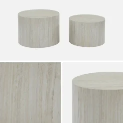 Set van 2 ronde bijzettafels met marmerlook