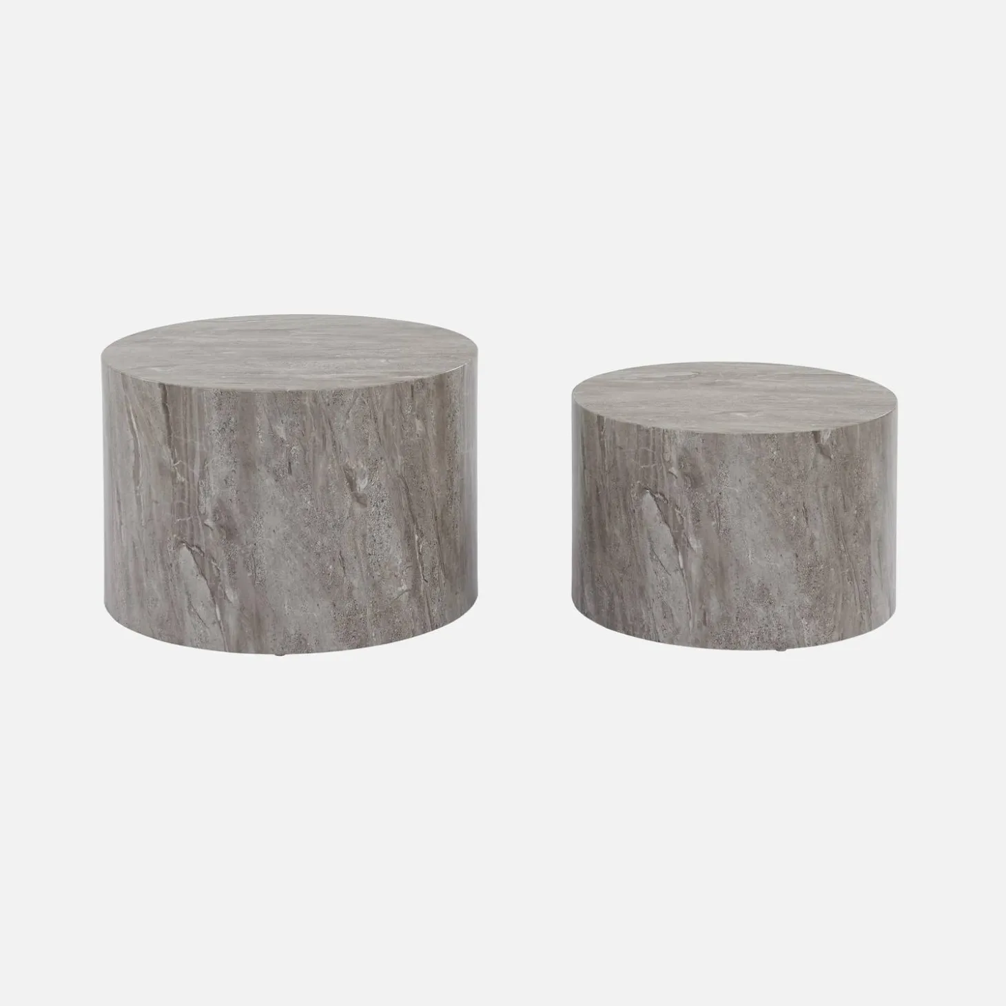 Set van 2 ronde bijzettafels met marmerlook
