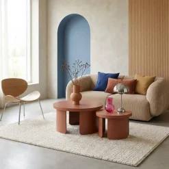 Set van 2 ronde nesttafels, salontafel