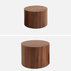 Set van 2 ronde salontafels met houteffect