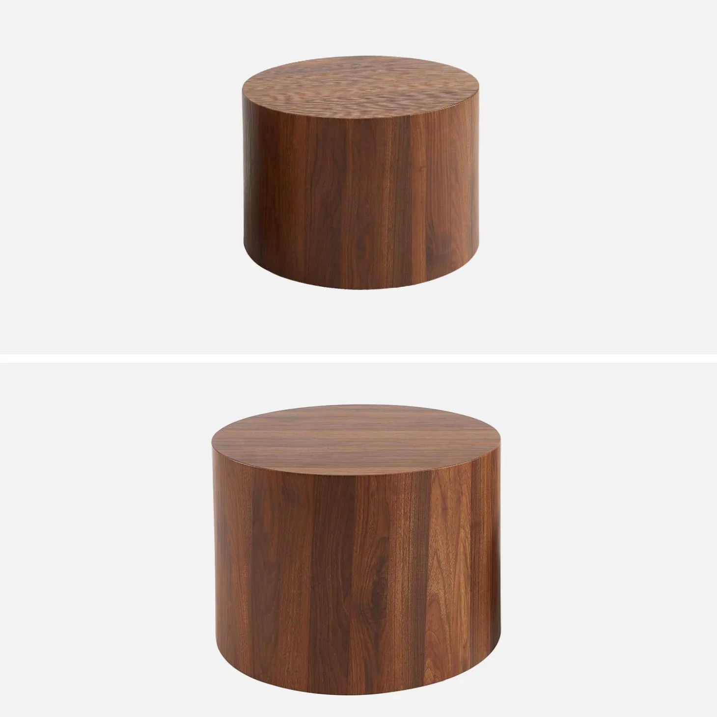 Set van 2 ronde salontafels met houteffect