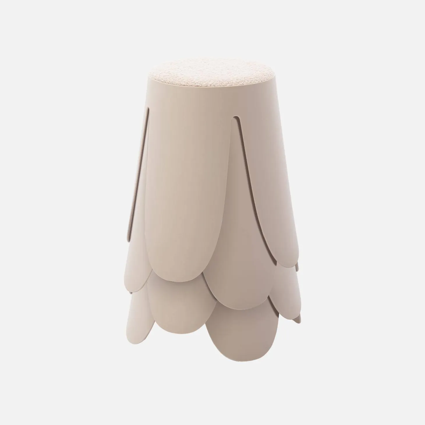 Set van 4 stapelkrukken in boucléstof