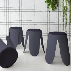 Set van 4 stapelkrukken in boucléstof