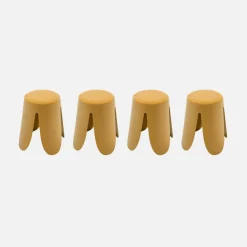 Set van 4 stapelkrukken in boucléstof